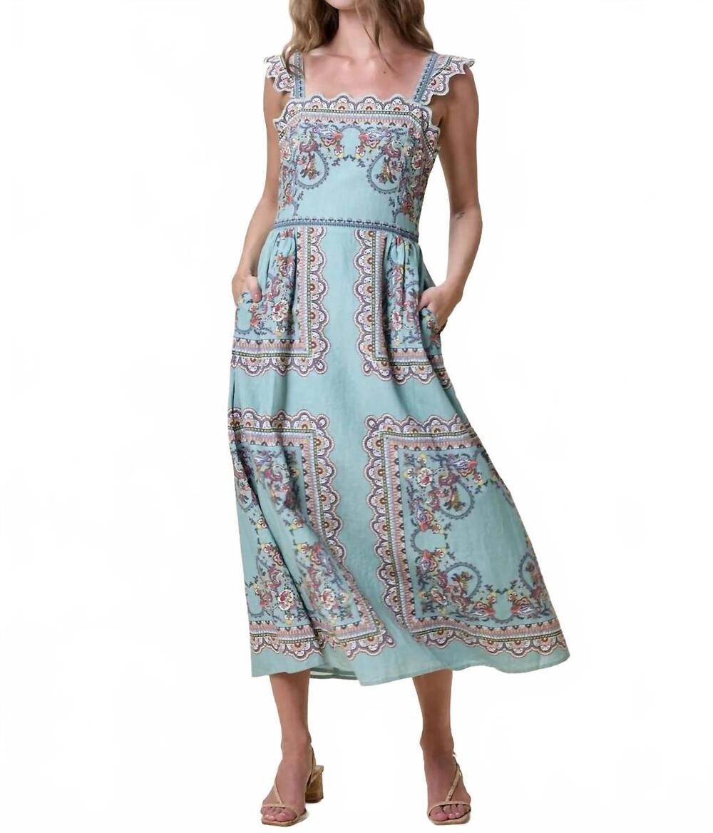 Cleobella Mint Paisley-Print Midi Dress
